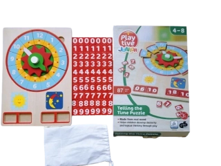 Drevené puzzle - hodiny Playtive